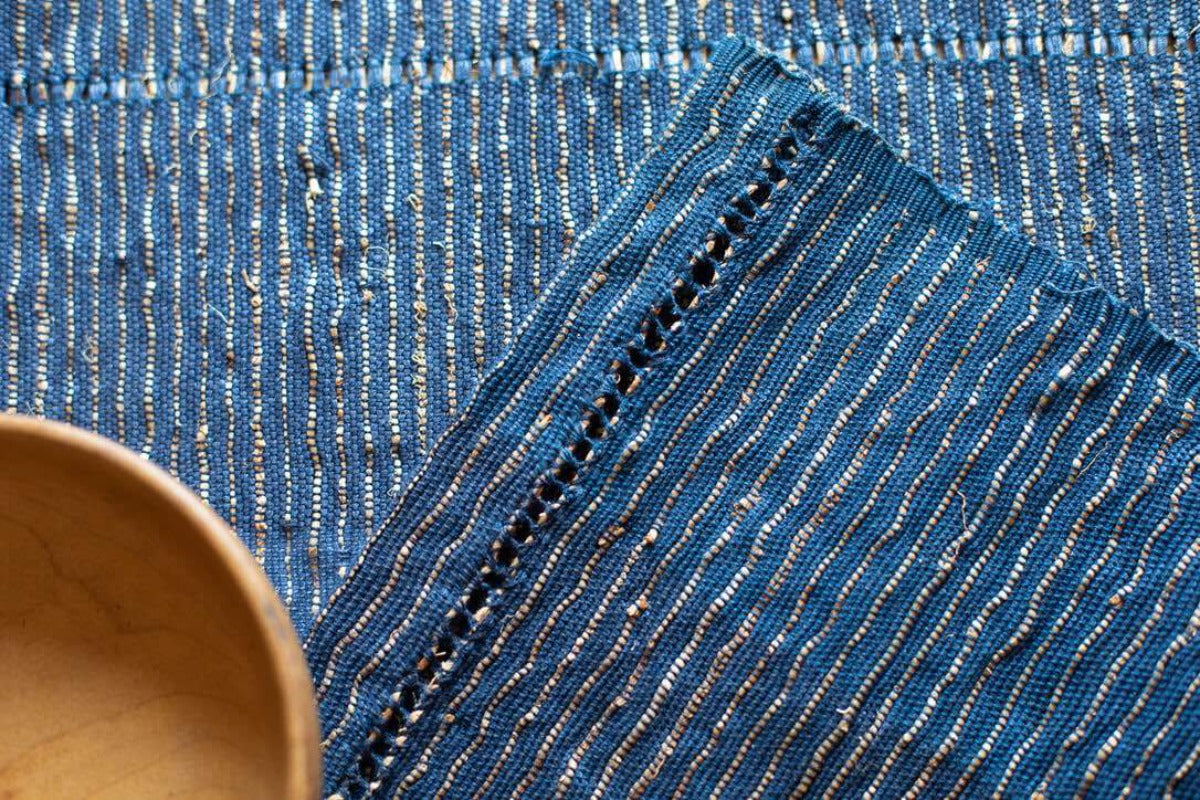 Blue handmade placemats with natural dyes