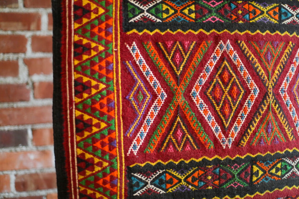 Close up of a colorful Berber runner