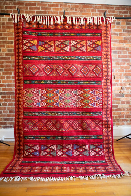 Red Berber kilim rug