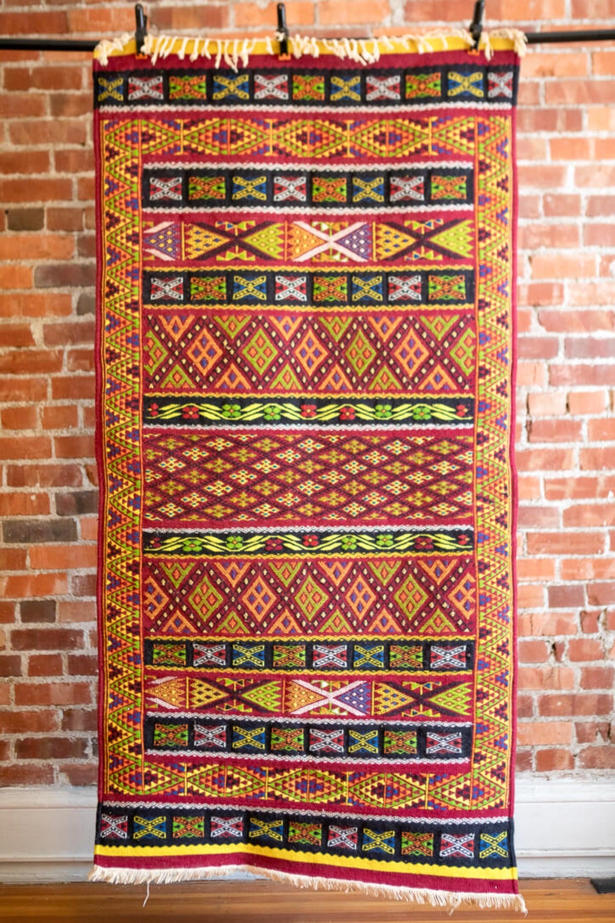 Multicolored patterned Berber rug