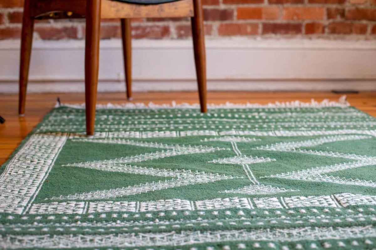 Flatweave kilim rug with geometric patterns