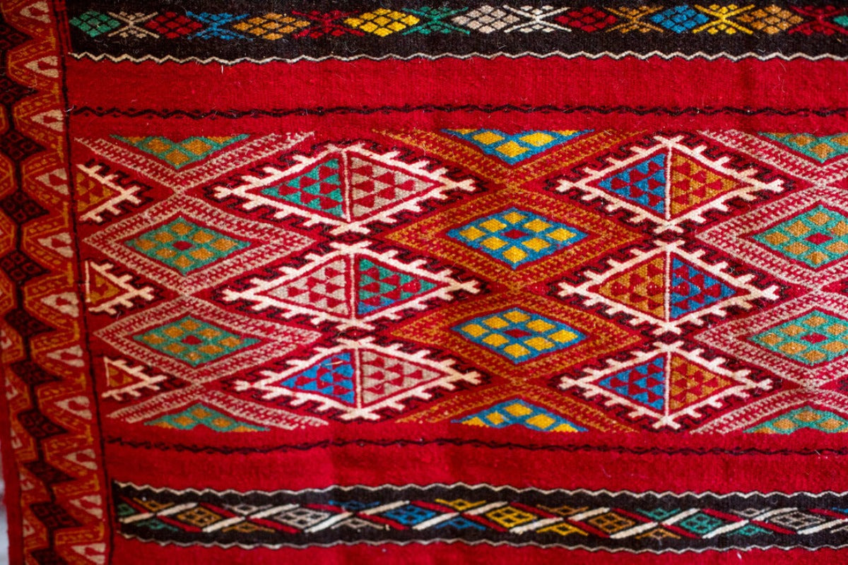 Motifs of flatweave rug