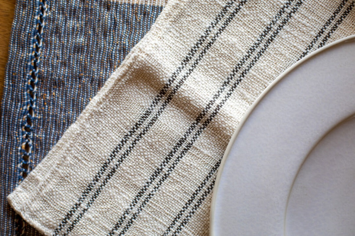 Close up of texture of a woven napkin.