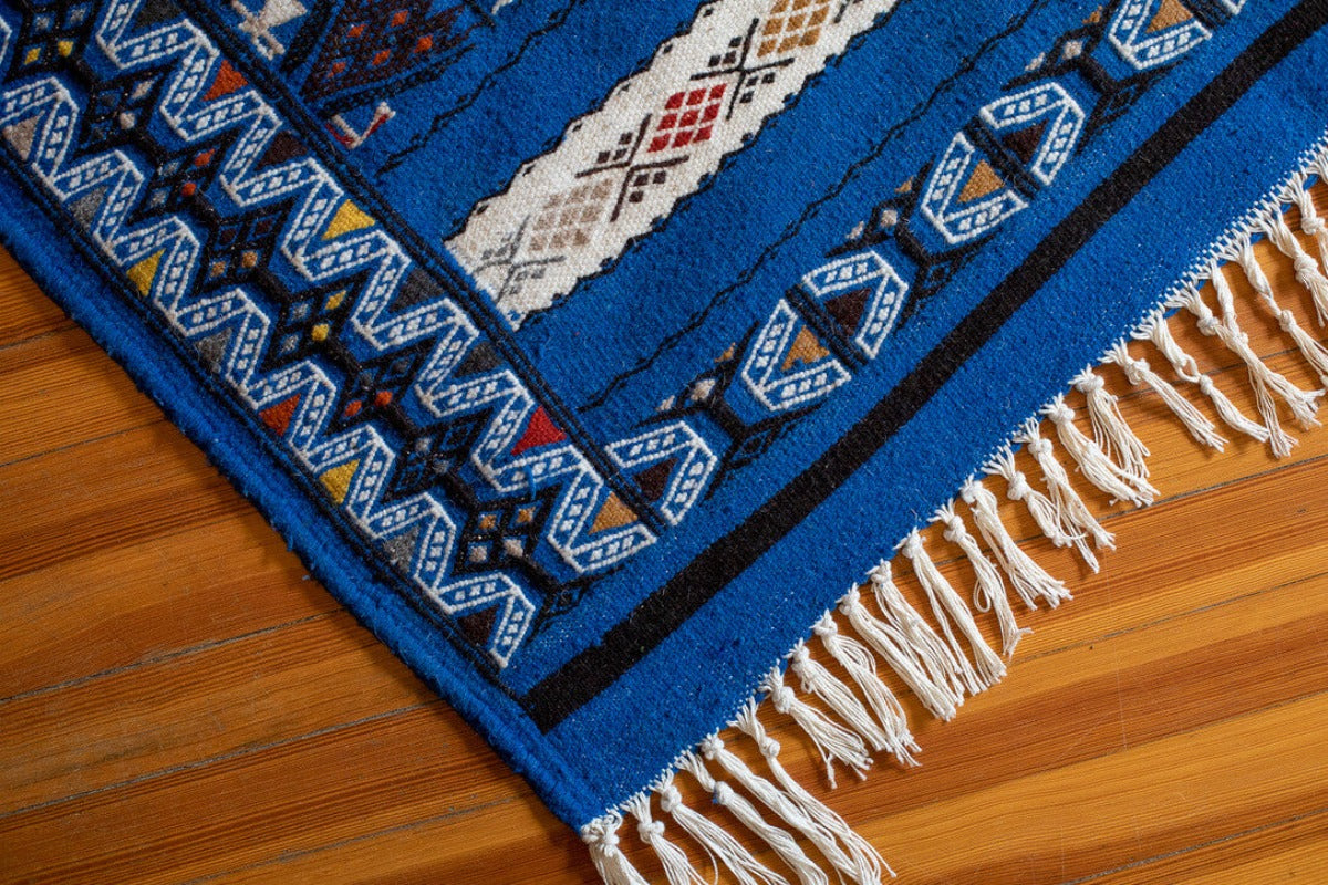 Blue wool rug