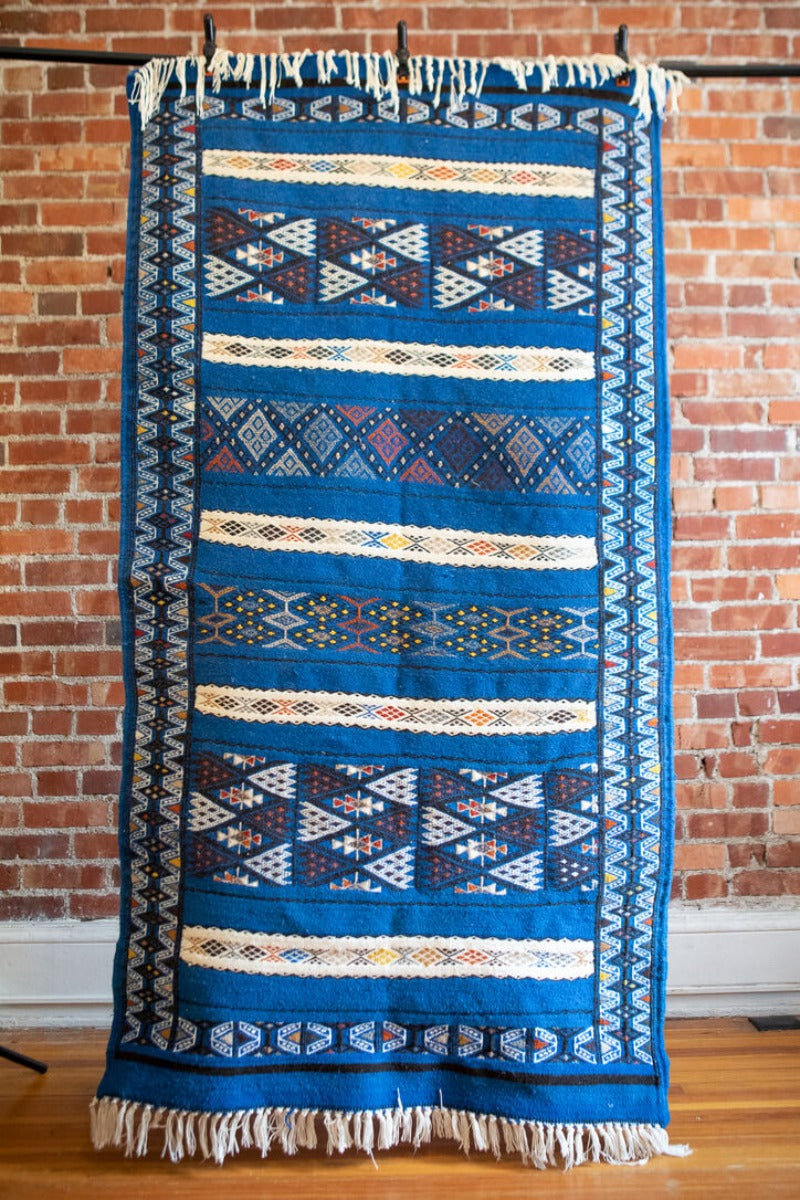 Blue patterned rug