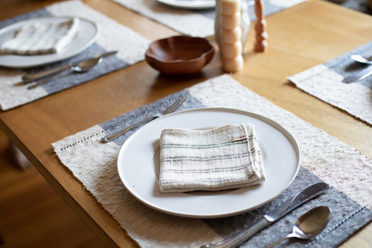Table set with natural placemats