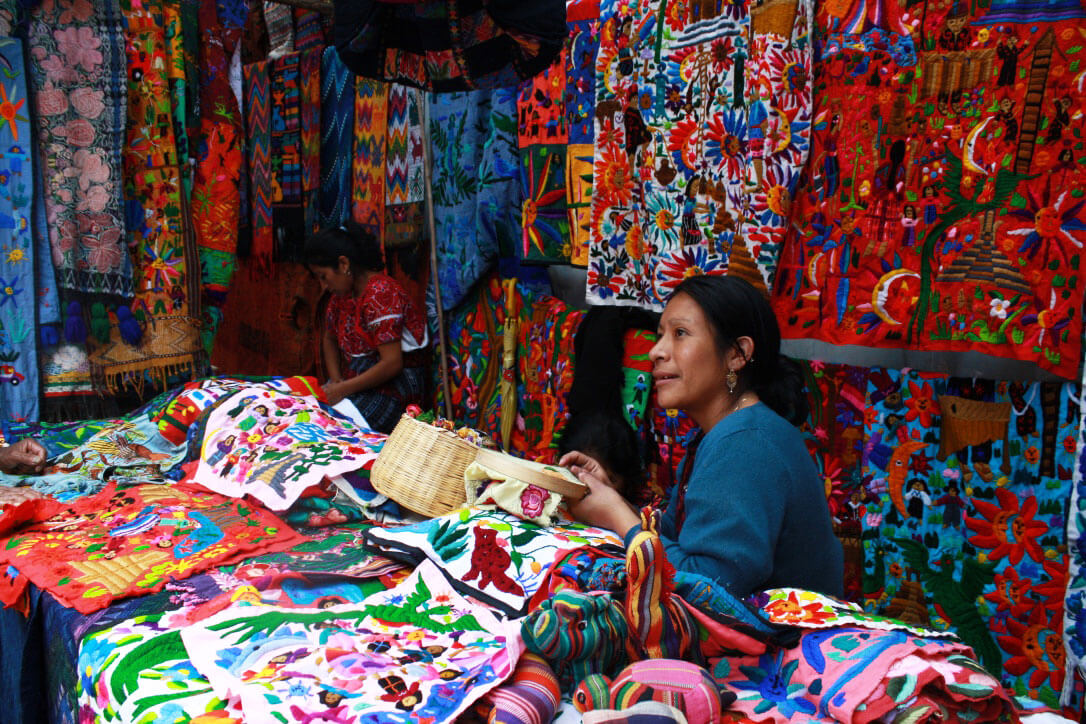 Guatemalan woman at an artisan market