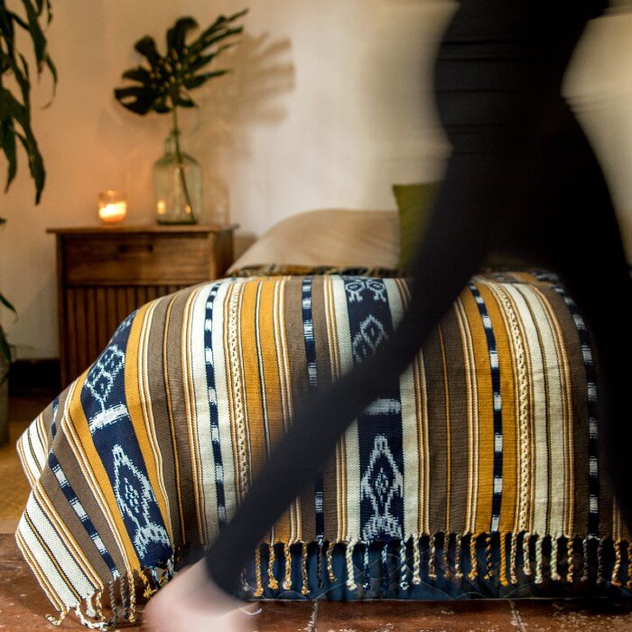 Ikat patterned Guatemalan bedspread